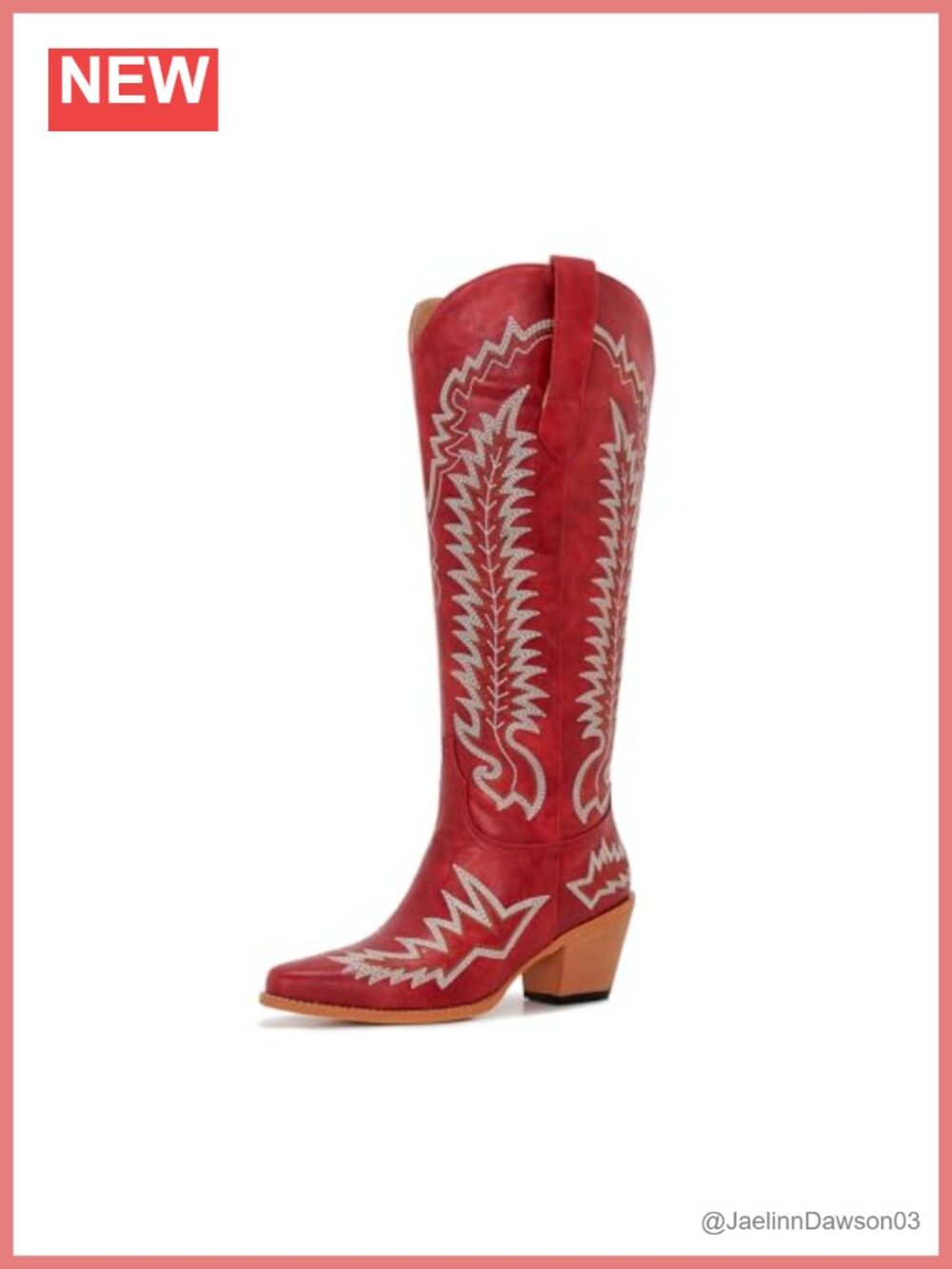 Wide Calf Cowgirl Boots Women Knee High Pointed Toe Faux Leather